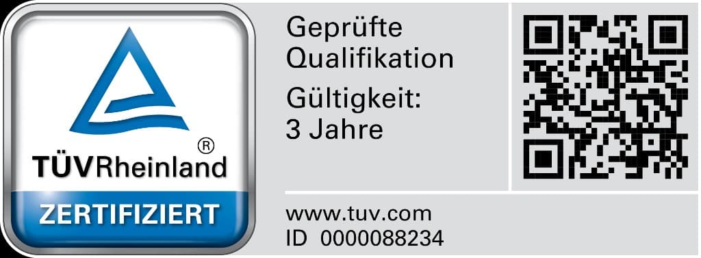 TÜV Rheinland Testmark: Geprüfte Qualifikation, ID 0000088234