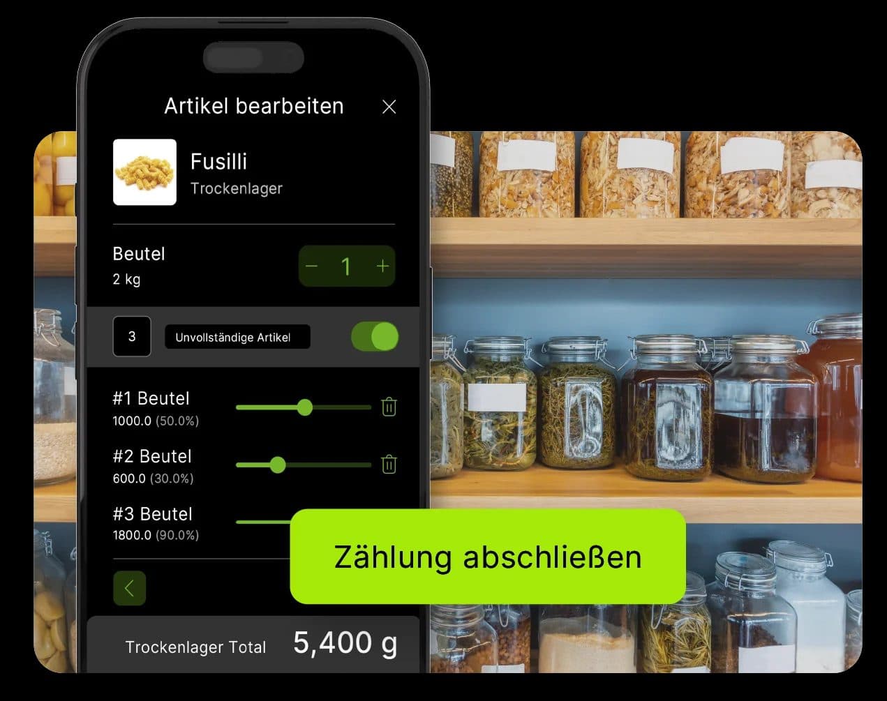 FoodNotify, Ansicht 1